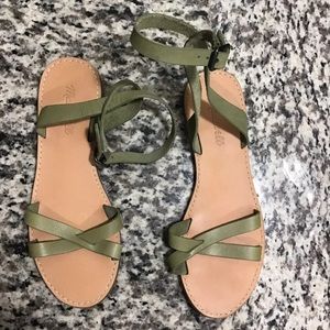 Madewell Olive Green Boardwalk Crisscross leather Sandals